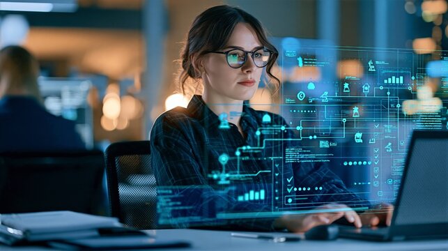 AI governance specialist reviewing model approval workflow in a modern office