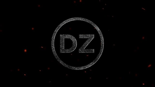 The letters DZ enclosed in a circular frame with particle effects