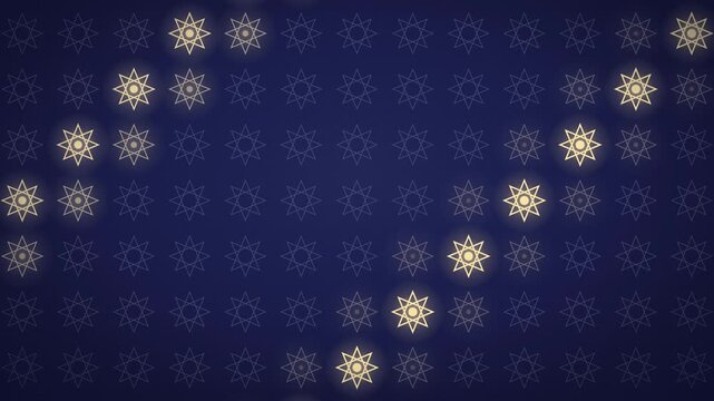 Star Constellation Igniting Across Indigo Islamic Lattice Loop