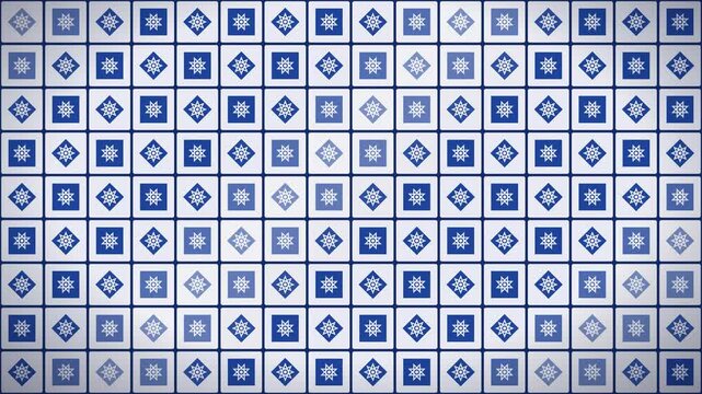 Zellige Mosaic Tile Pattern Shimmering Cobalt and White Loop