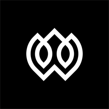 Futuristic WA or AW monogram fusing organic leaf silhouettes with sharp geometric letter lines. Ideal for eco technology, botanical beauty, sustainable fashion, plus green energy.