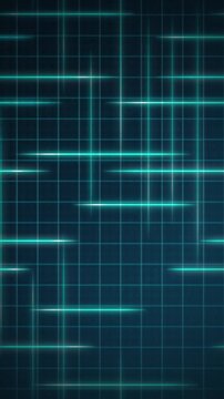Cyan blue grid light beams pulsing seamless loop motion background