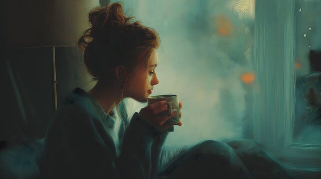 person drinking coffee