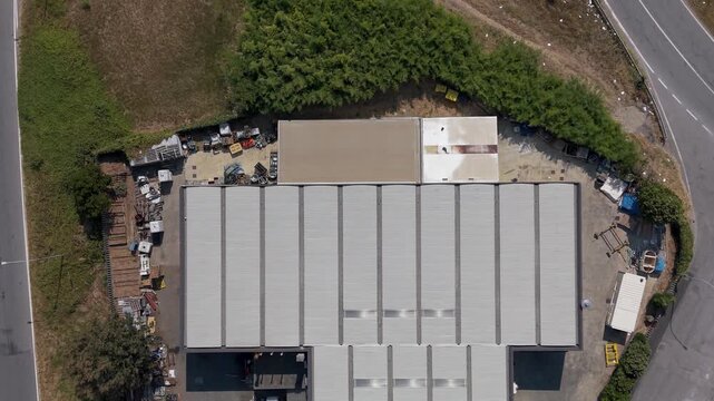 Industrial District and Logistics Warehouses in Lombardy Italy Aerial View