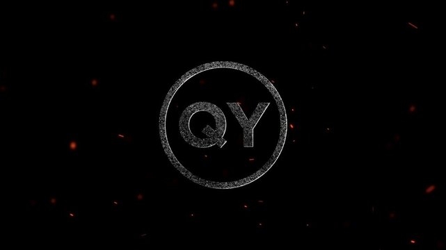 The letters QY inscribed within a glowing circular particle effect frame