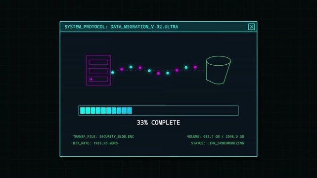 Digital Data Migration Transfer Interface Animation