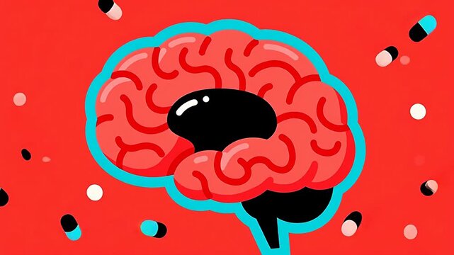 Cartoon-style orange brain on vibrant background