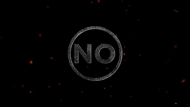 no Logo, The word no displayed inside a circular frame with floating embers