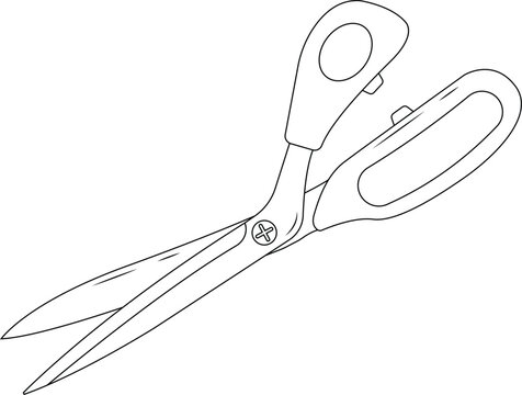 Fabric Scissors Outline Icon Illustration on White Background
