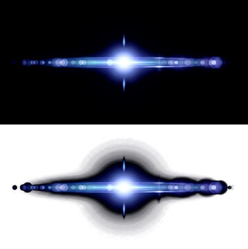 Abstract visual representation of light diffraction pattern with symmetrical glowing dots and waves transparent background