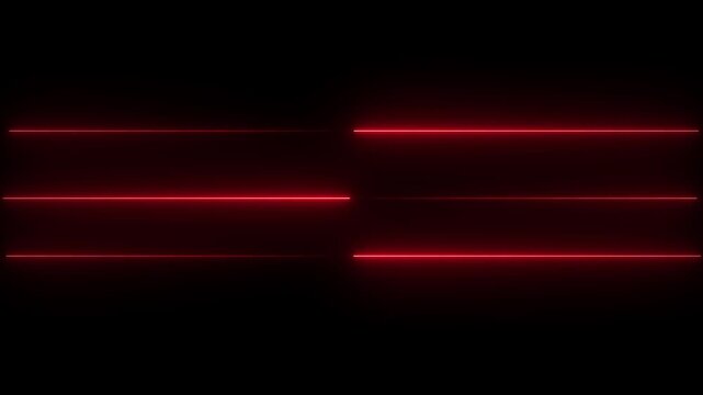 Abstract glowing rainbow colour neon lines motion background. Neon lights blinking lines moving animation.. cyan and red neon line moving on Straight neon laser line colour blue black background