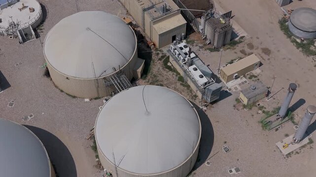Aerial View of Biomethane Production Plant at Agricultural Farm in Italy