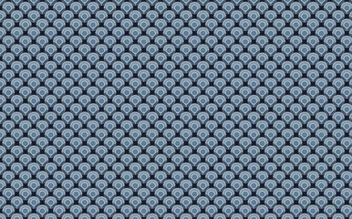 Blue scale pattern background with overlapping circles for web design and digital art. © Ala