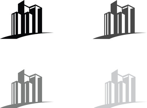 Corporate building logo icon set with shadow