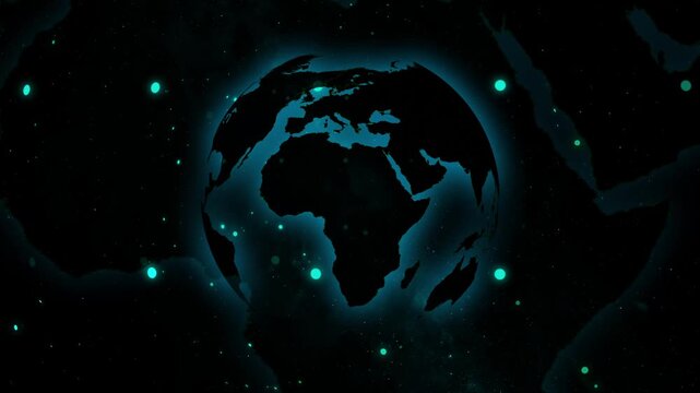 Earth globe animation rotates smoothly within deep cosmic space. Solar system planetary celestial mechanics guide active Earth globe animation. Space research hubs use globe.