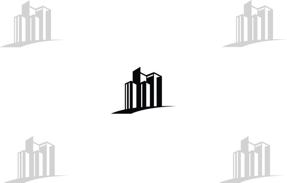 Corporate building logo icon seamless pattern