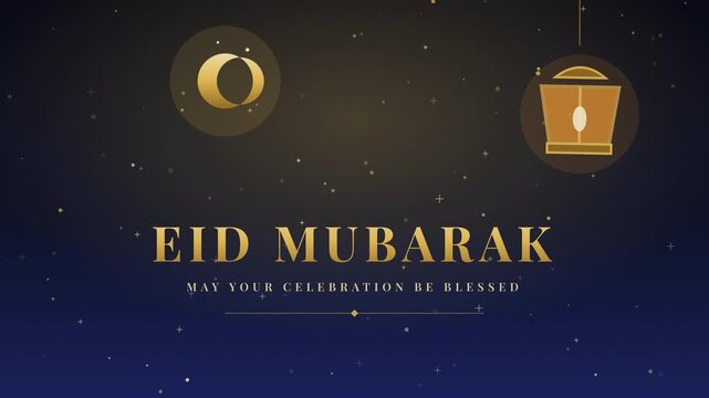 Eid Mubarak Celebration With Crescent Lantern Confetti