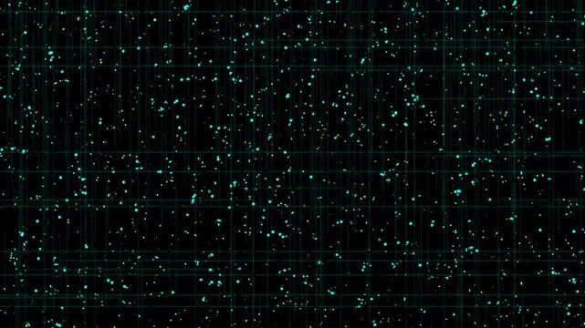 Digital grid animation scatters floating computational dust. Cyberspace matrix telecommunication perspectives define digital grid animation. High tech backdrops use grid.