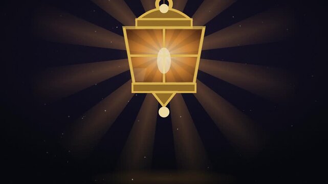 Grand Lantern Casting Volumetric Light Rays In Darkness