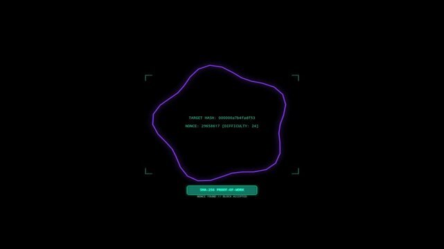 4K SHA-256 Hash Mining Nonce Verifier Visual Effects with Reactive Sound Spectrum Waveform Loop