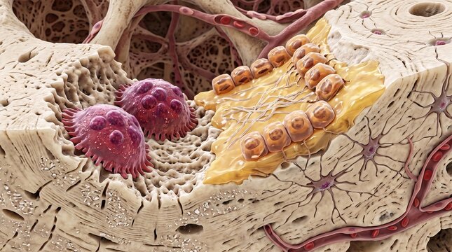 3D medical illustration of red blood cells and white blood cells in a blood vessel