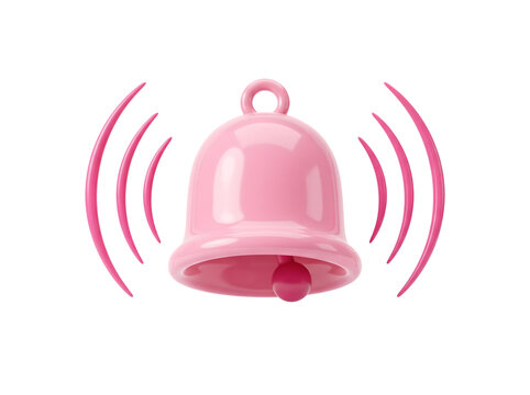 Pink 3D Notification Bell Alert Icon