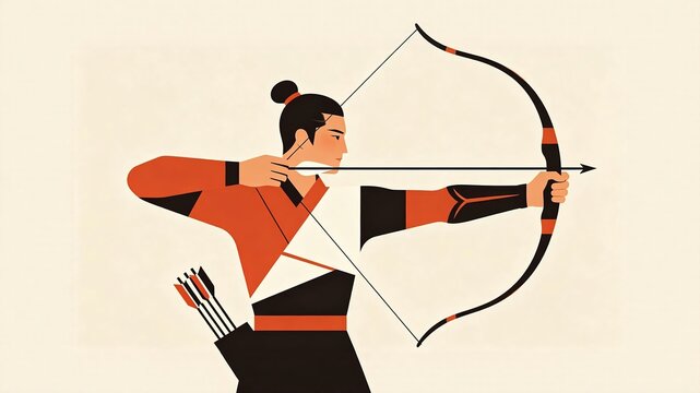 Person drawing bow and arrow