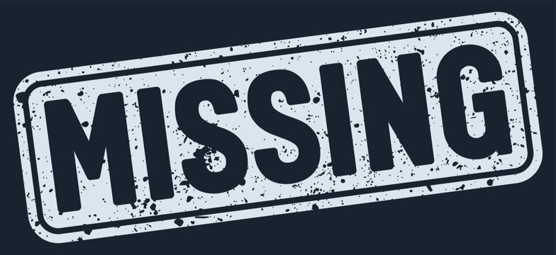 missing stamp. missing white rectangular grunge stamp on dark blue background