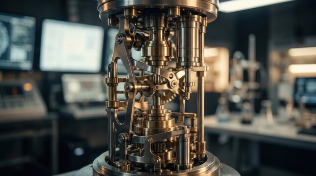 Mechanical computing: a sophisticated mechanical computer analyzing complex algorithms in a research facility
