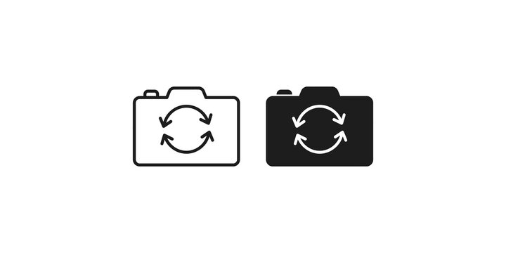 Camera flip switch icon in outline and solid versions for photography interface.