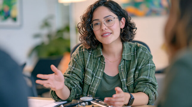 A life coach in early morning mist apologizes to a client with a measured calm, a clinical measuring instrument visible on the desk between them, the process framing capturing an eating disorder car
