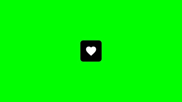 Social media like heart icons on green screen background