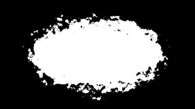 White ink diffusing into black water, ink transition splatter blot spreading from the center to edges, Black ink style transitions mattes, Ink Drops Transition on Black Background. 4k video