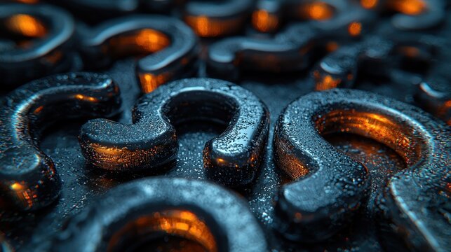 Intertwined metal horseshoe shapes with blue tint