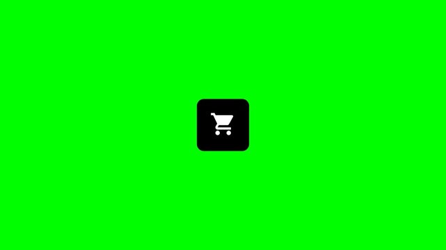 Online store icons displayed on chroma key green background
