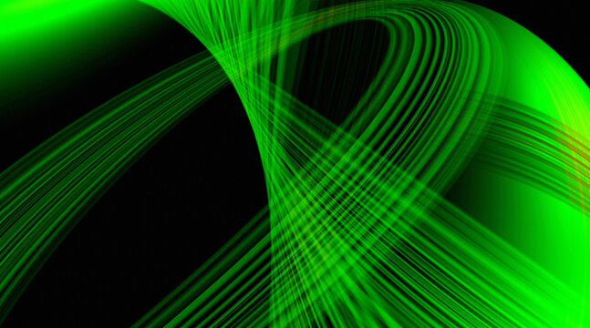 vibrant emerald waves flowing through dark space