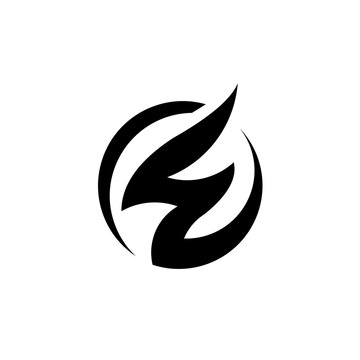 Abstract circular flame wing logo icon isolated on white background