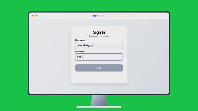 Digital Desktop Computer Screen Displaying a Secure Website Login Access Authentication Interface Portal for User Account Verification Process