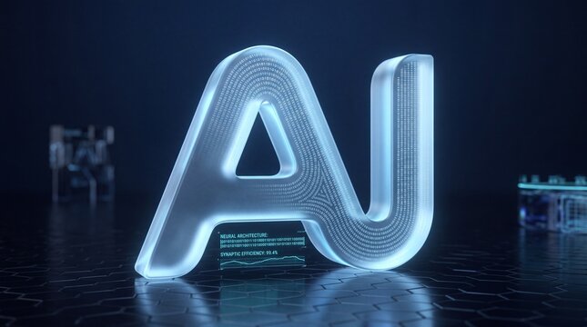 Glowing AI Lettering Symbolizing Artificial Intelligence and Technology