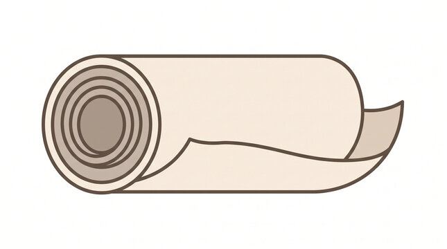 Blank beige rolled paper scroll vector illustration isolated on white background.