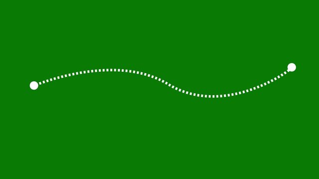4K Animated Path Line - Dotted and Solid Growing Line on Green Screen with Keyframe Control Points and Chroma Key Background for Video Editing.

