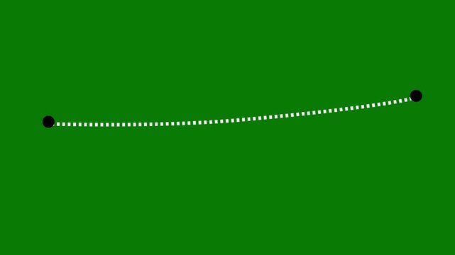 4K Animated Path Line - Dotted and Solid Growing Line on Green Screen with Keyframe Control Points and Chroma Key Background for Video Editing.

