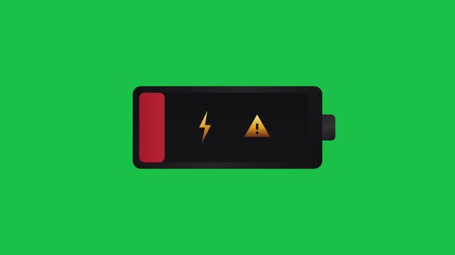 Minimalist Low Battery Indicator Icon Featuring a Warning Symbol for Power Management and Electronic Device Status Monitoring