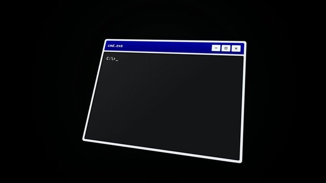 Abstract Digital Interface Window With Blinking Cursor On Dark Background.