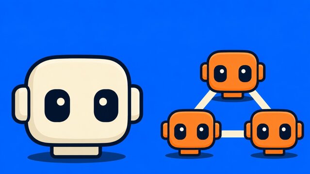 Single AI Robot Facing A Connected Team Of Three Robots for Educational Video Cover