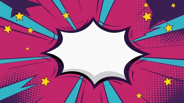 Pop Art Comic Background with Animated Blank Speech Bubble
