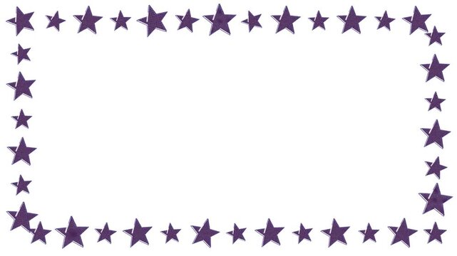 Stars frame risograph print animation on white background loop