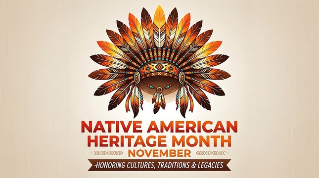 Native American Heritage Month headdress graphic celebrating