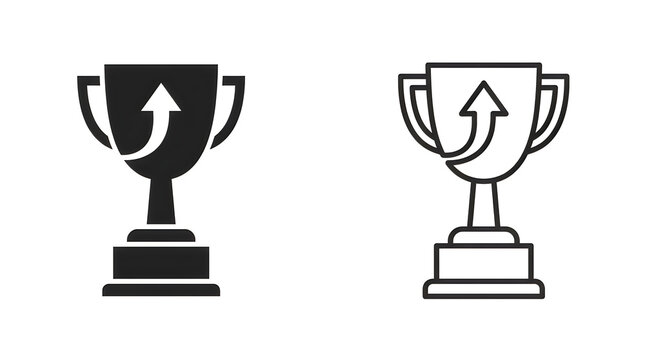 Upward arrow trophy icon set