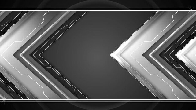 Futuristic chevron arrows background animation, Abstract chevron arrows on dark background with glowing lines and thin borders